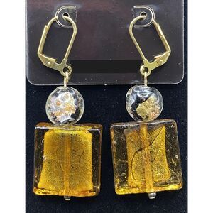 Handmade Yellow Black Silver Gold & Clear Glass Bead Earrings by Neanie-Bot